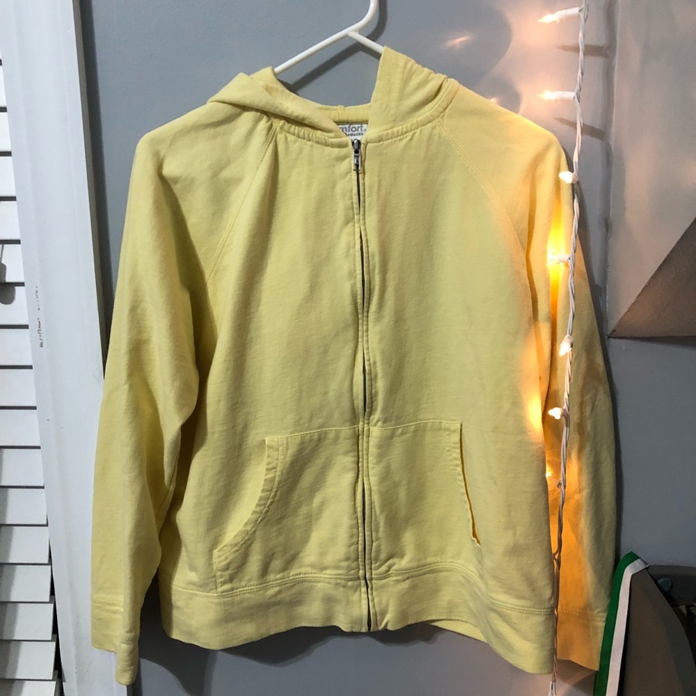 yellow zip up hoodie
